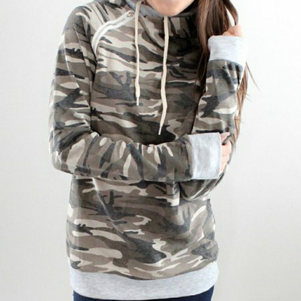 Double Hood Womens Camo Hoodie